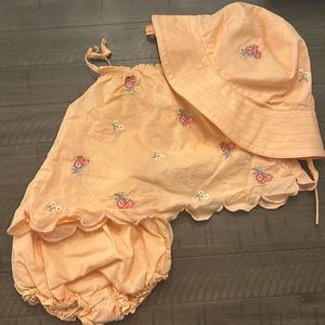 Orange Sunsuit with Sun Hat